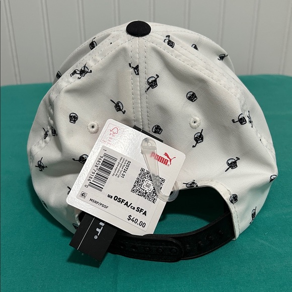Puma “golf” hat with Skull and golf club Design - Black and White w/ light blue - Picture 2 of 5